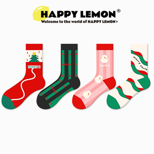 圣诞袜中筒袜优质棉袜圣诞礼物