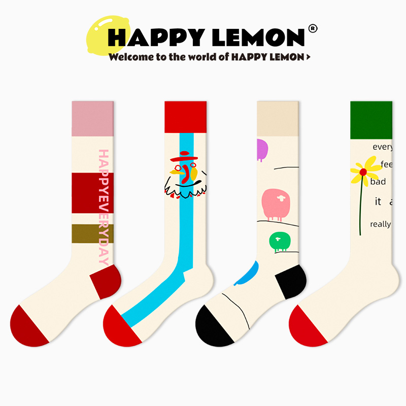 HAPPYLEMON字母小腿袜运动袜子