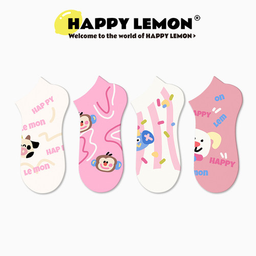 粉色袜子女夏季薄款短袜浅口低帮潮牌隐形船袜ins潮短筒学生棉袜 - 封面