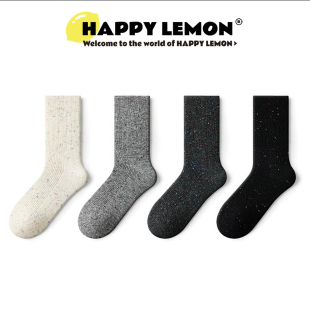 长筒袜子 爆款 happylemon羊毛袜女中筒袜秋冬款 保暖加厚袜2025新款