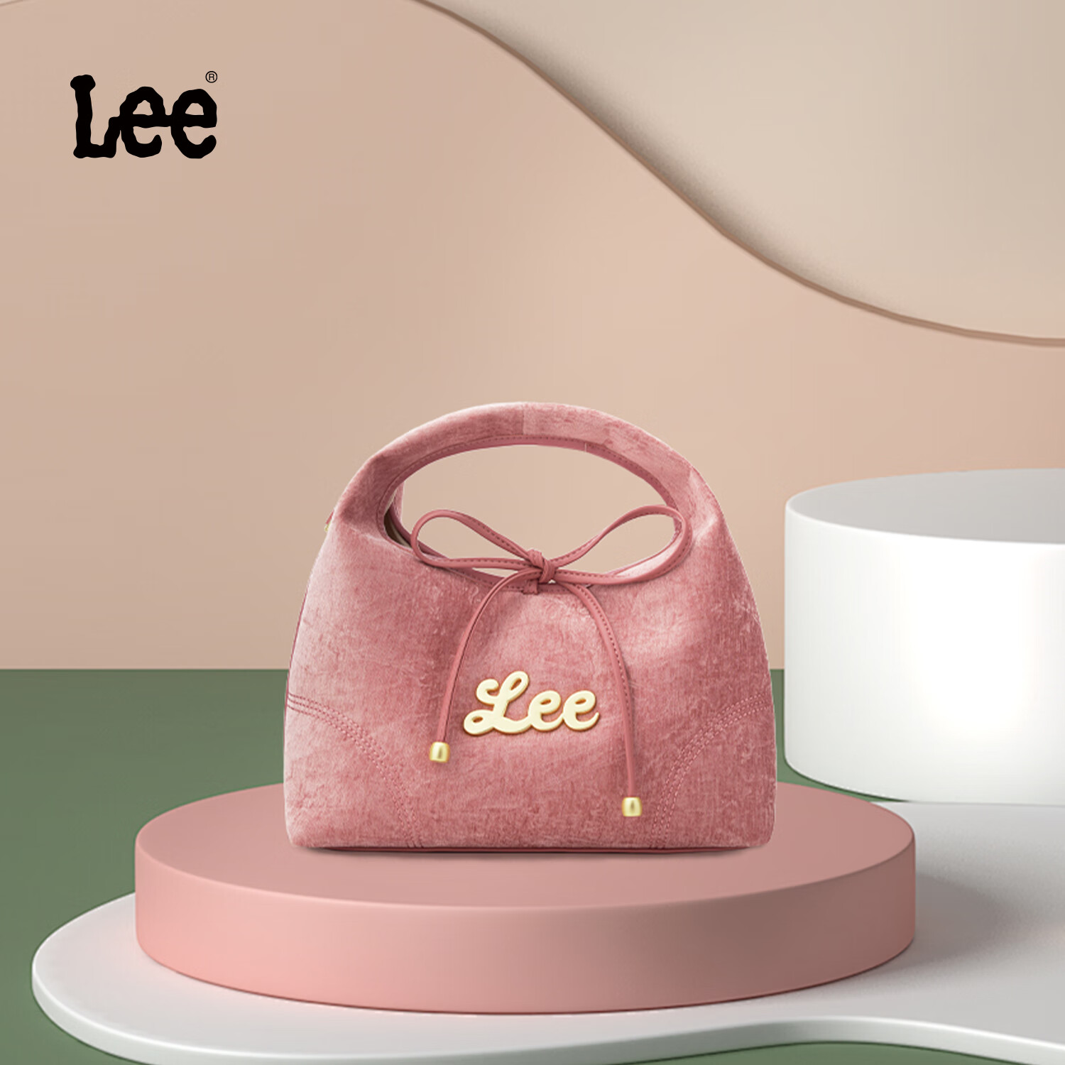 Lee官方新款丝绒斜挎包女复古简约三角手提通勤包时尚百搭hobo包