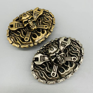 纯铜皮带扣骷髅头朋克机车哈雷个性平滑扣白铜紫铜手工复古腰带扣