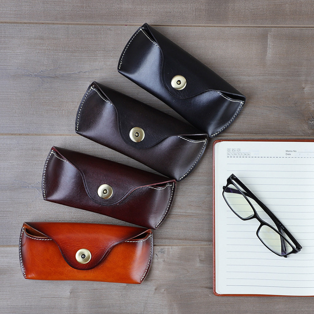 眼镜盒真皮手工男头层牛皮太阳镜近视镜老花镜收纳套复古植鞣革潮