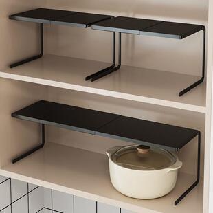 厨柜子里的置物架厨房柜子收纳分层架橱柜隔断柜内置物架锅架调料