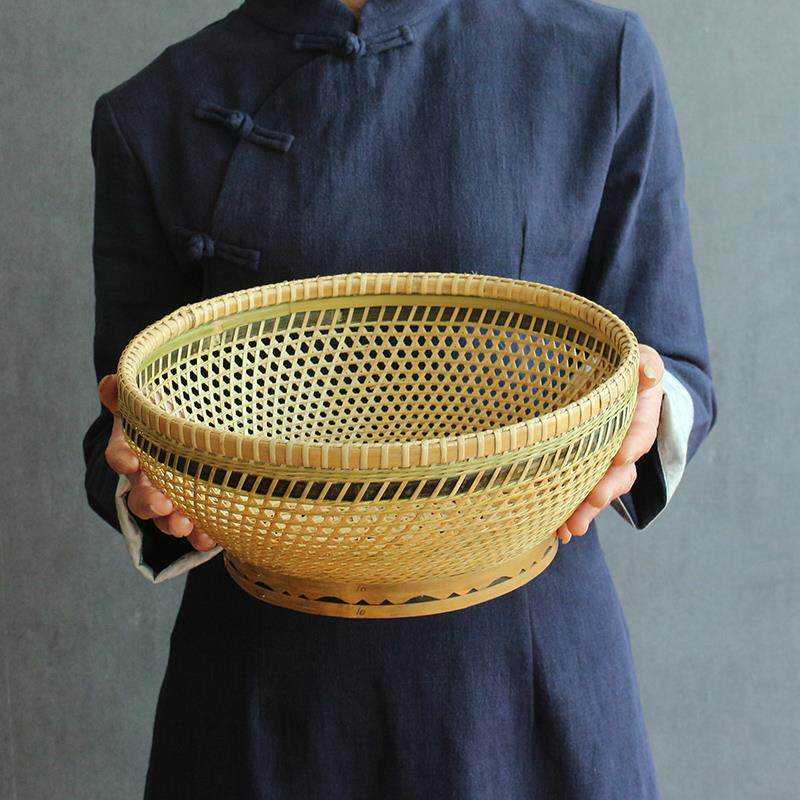 圆形竹编篮馒头篮厨房小竹篮筐水果竹篮淘洗篮鸡蛋篮中式竹编制品