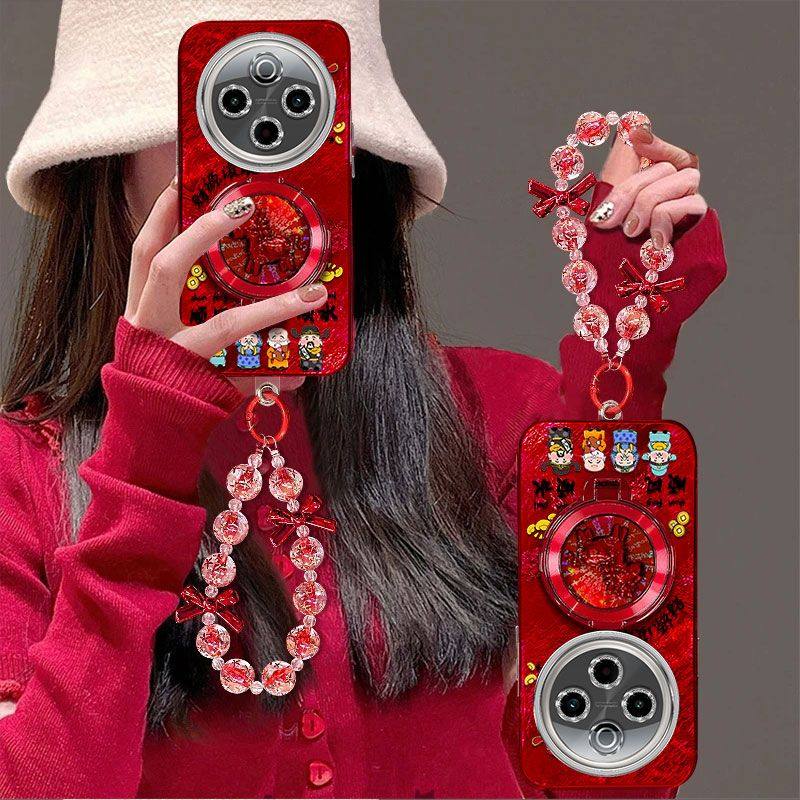 适用vivoY300pro手机壳V2456A带镜头膜VIV0Y300PR0保护套V2410A新年女款vlvo手链支架vivi全包边防摔喜庆高级,3C数码配件,手机保护套/壳,淘宝优惠券,粉丝福利购,淘宝优惠卷