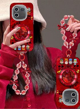 适用iQOO12手机壳V2307A带镜头膜vivoiqoo12pro保护套V2329A新年女款iq0012pr0支架手链爱酷十二全包边5G防摔