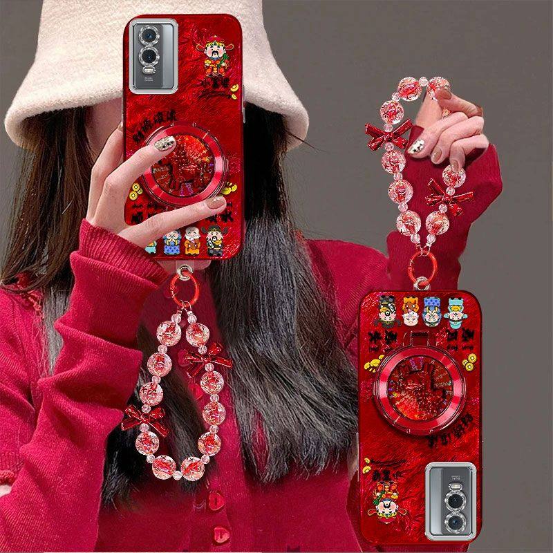 适用vivoY76s手机壳V2156A带镜头膜vivoy74s保护套vlvoy76新年女款viv0支架手链5g全包边防摔viovy喜庆红oppo,3C数码配件,手机保护套/壳,淘宝优惠券,粉丝福利购,淘宝优惠卷
