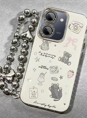 适用vivoy78手机壳带镜头膜V2278A全包手链vivo y78+保护套V2271A新款女vlvoy78m防摔viv0y78十清纯5g可爱潮