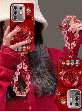 适用vivoY300t手机壳iQOOZ10X带镜头膜V2445EA保护套V2445A新年女款viv0支架手链iq00全包边防摔5g喜庆高级红