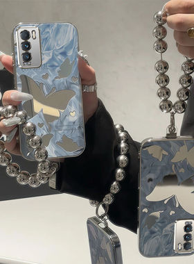 适用realmegt大师探索版手机壳蝴蝶rmx3366电镀镜面oppo真我gt大师探索保护套5g镜头全包边防摔时尚外套新款