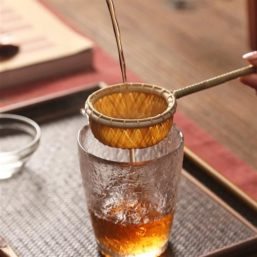 竹茶漏茶滤网持有人创意手工藤分离器茶功夫茶具茶具配件