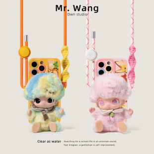 Mr Wang新生日记DIMOO迪莫玩偶公仔搪胶手机背夹斜跨手机链挂件