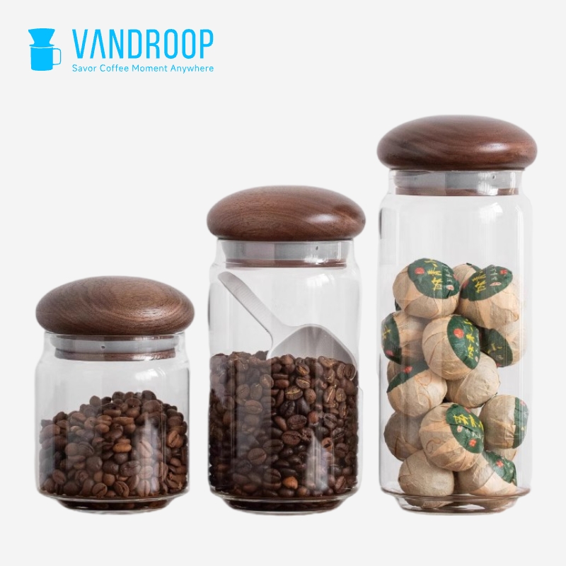 VANDROOP 咖啡粉密封罐食品级玻璃咖啡豆分装透明防潮家用储存罐 厨房/烹饪用具 密封罐 原图主图