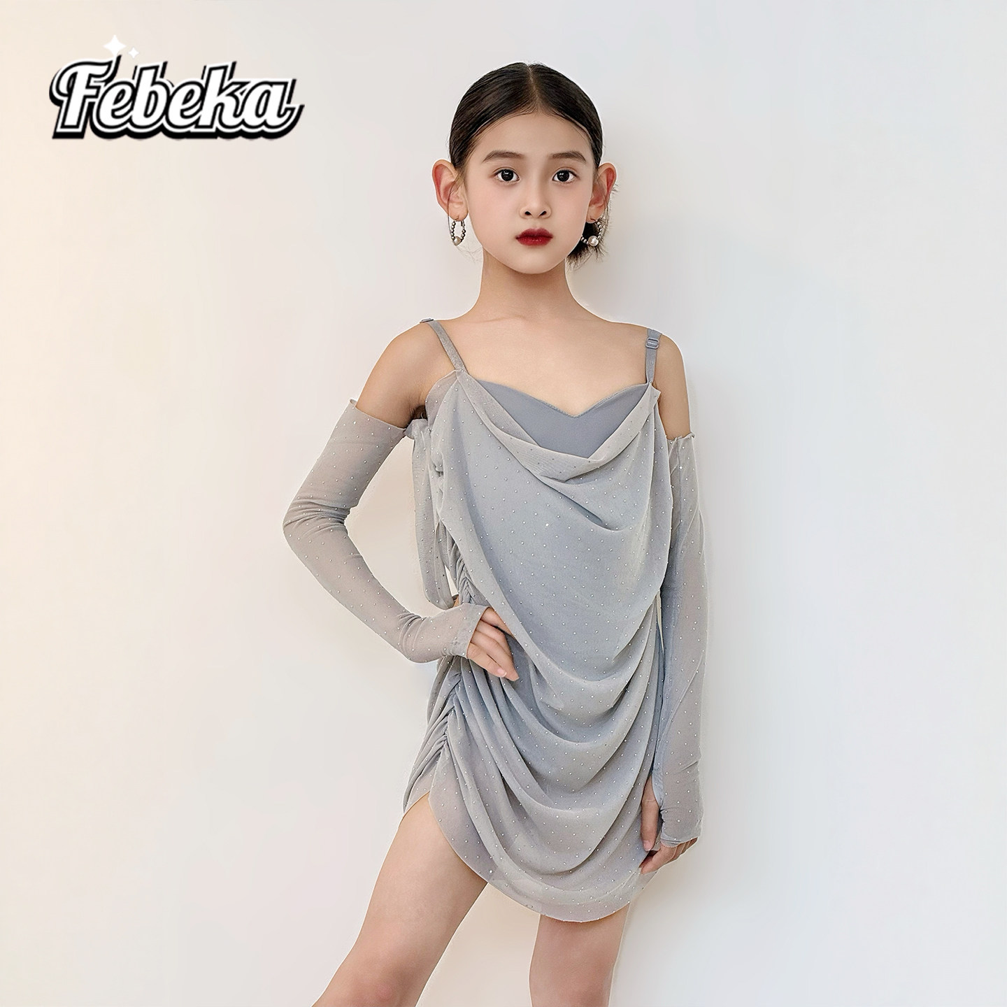 菲贝咔2026夏季新款少儿拉丁舞蹈服女童高级感专业练功表演出服装