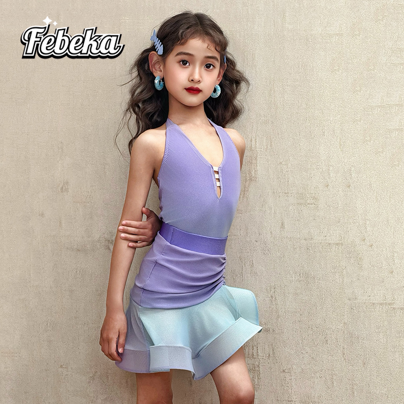 拉丁舞練功服女童新款高級感舞裙