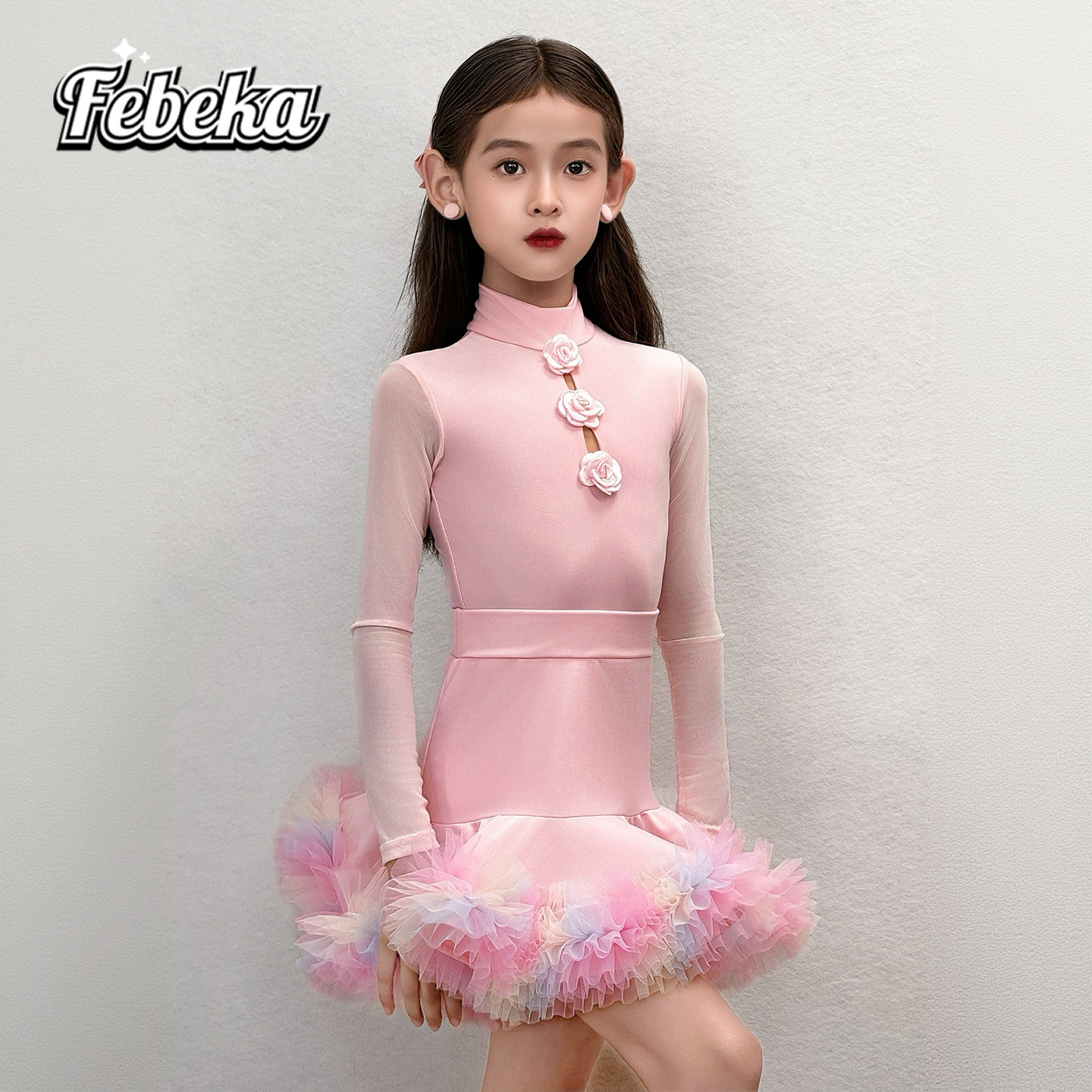 拉丁舞服练功服秋冬款女童演出服