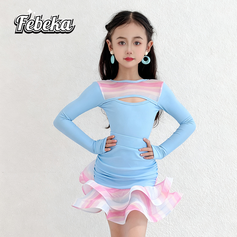 拉丁舞服练功服秋冬款女童演出服
