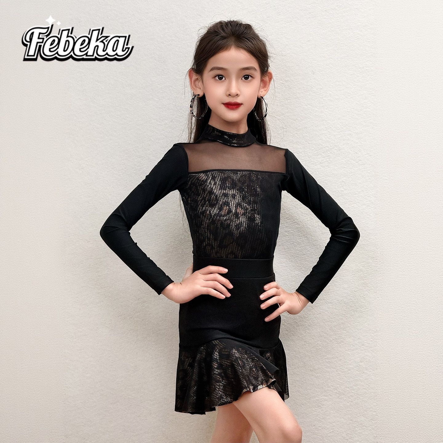拉丁舞服练功服秋冬款女童演出服
