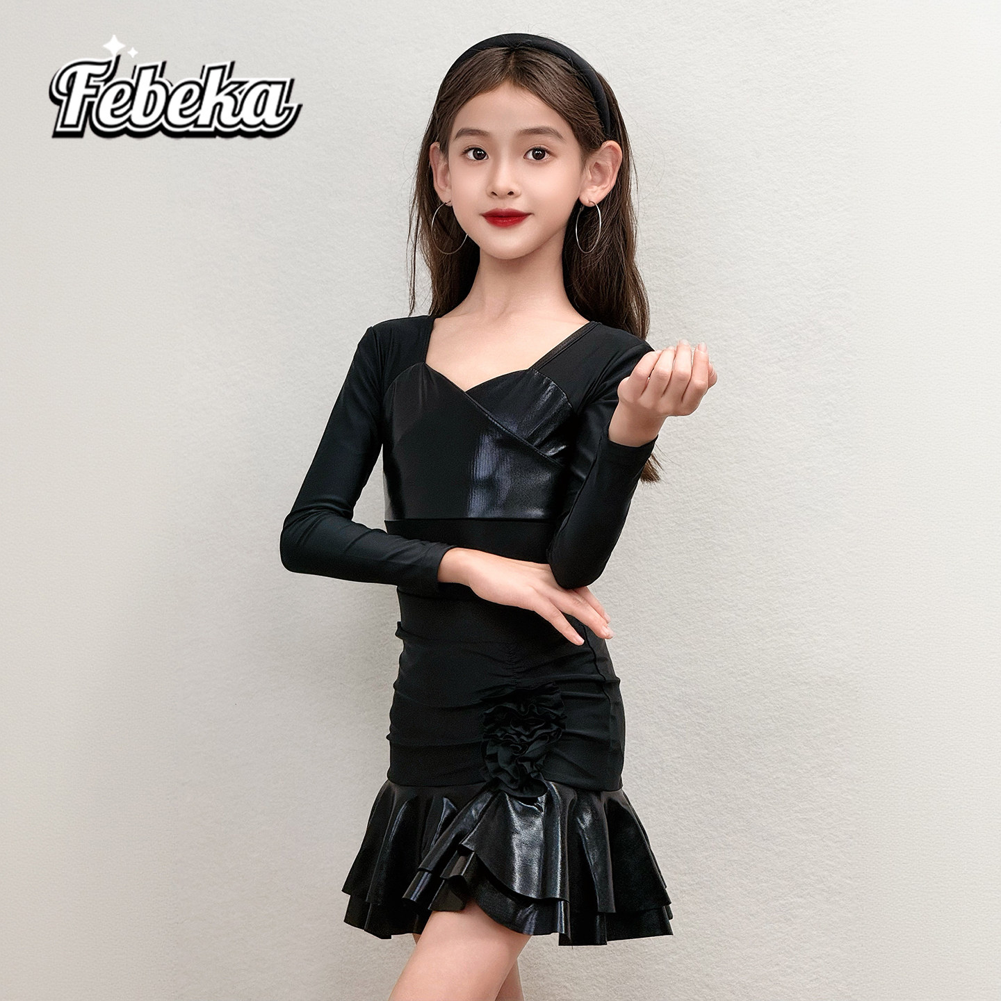 拉丁舞服练功服秋冬款女童演出服