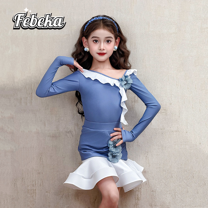 拉丁舞服练功服秋冬款女童演出服