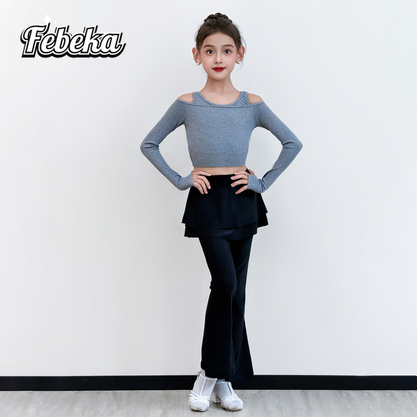 拉丁舞服练功服女童新款裤子套装