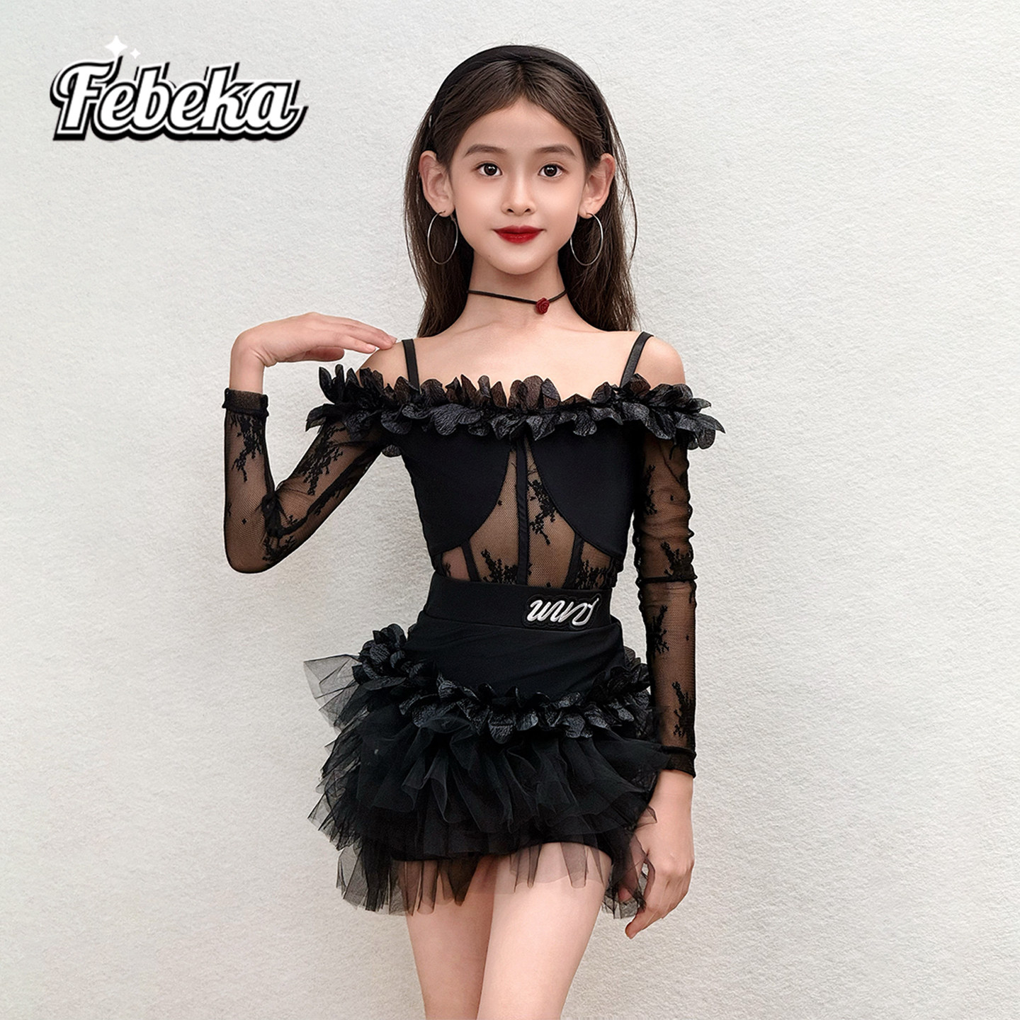 拉丁舞服练功服秋冬款女童演出服