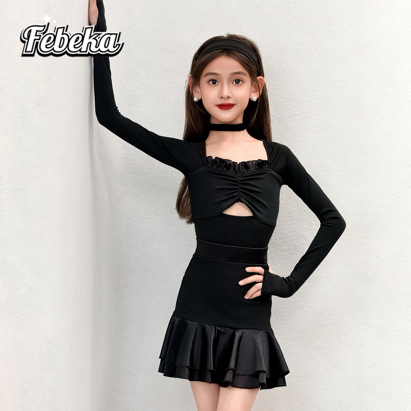 拉丁舞服练功服秋冬款女童演出服