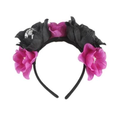 Halloween Horror Skull Lace Headband Artificial Flower wreat