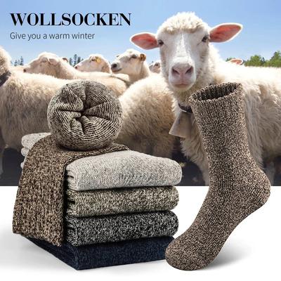 5 Pairs Wool Socks Mens Thermal Hiking Socks Thick Warm Wint