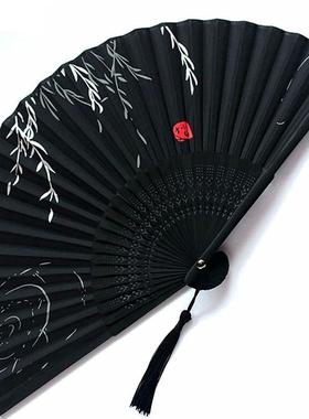 Bamboo Folding Fan silk Chinese Stylefan Hand Held Anitque A