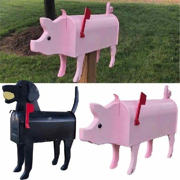 Garden Animal Shape Mailbox Weatherproof Dog And Pig tal