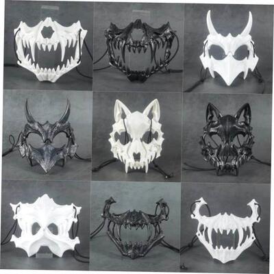 Halloween two yuan dress up night dog white bone skull mask