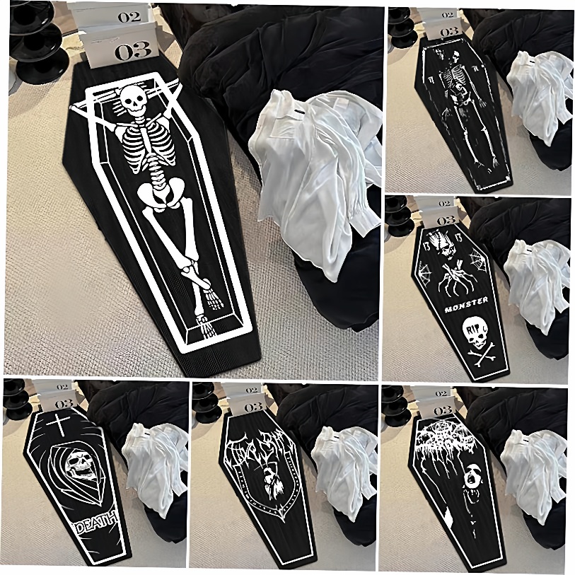 .New Halloween Gothic Demon Carpets Skulls Cross Floor Non-
