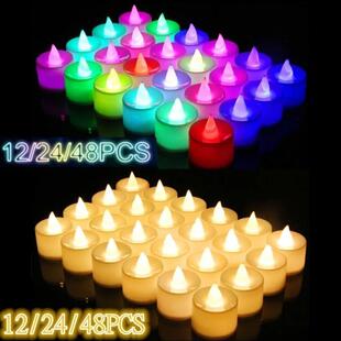 12/24/48Pcs Flameless LED Candles Lights Battery Powered Tea
