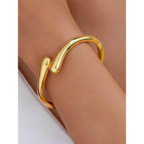 Golden Bracelet跨境水滴流线夸张手镯金属光面抱抱弹簧开口手饰