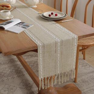 Rustic Table Runner Tassels Wedding Dining 新年桌旗沙龙桌布