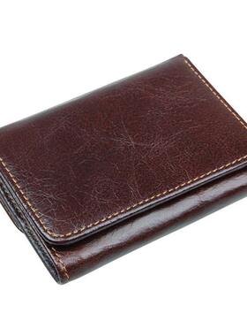 RFID Blocking Genuine Leather Short Wallet For Men Solid