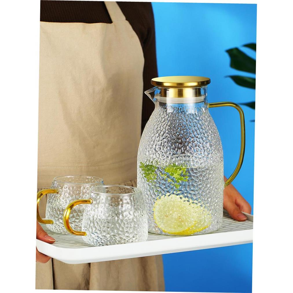 heat-resistin Glass Jug with Lid Ice Tea Water juice cup set