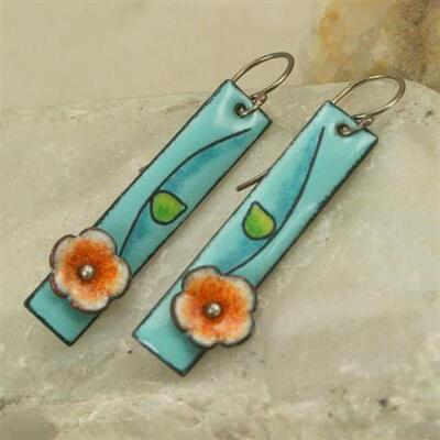 Bohemian Painted Leaf Flower Blue Earrings for Women Tribal