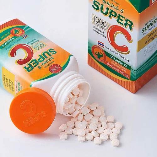 泰国正品HPT代天购皇家supeC超 级vc咀嚼片然维生素c1r000片成人
