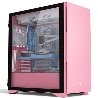 爱国者（aigo）YOGOK1粉色超高兼容性9风扇位电脑机箱E-ATX/ATX主