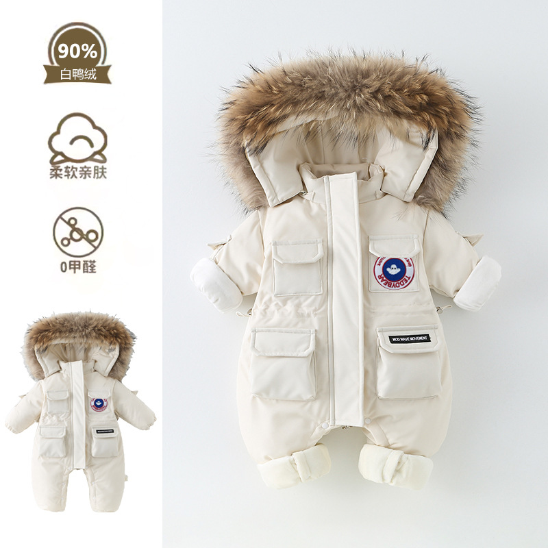 英国Next婴儿羽绒服连体衣冬装宝宝加厚爬服新生儿冬季外出抱衣