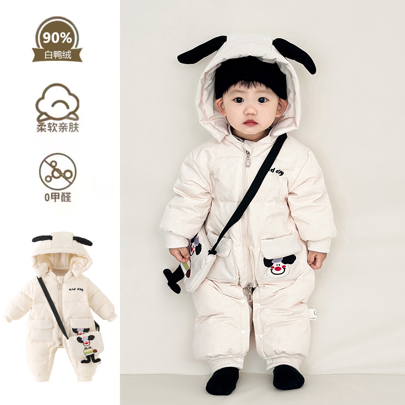 英国Next婴儿羽绒服连体衣宝宝冬季加厚爬服新生儿冬装外出抱衣