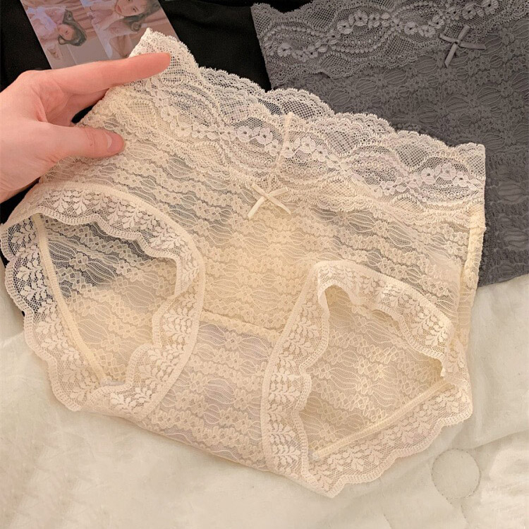 软糯中高腰细腻蕾丝新款全棉裆内裤女柔软不扎肤透气超弹三角裤女