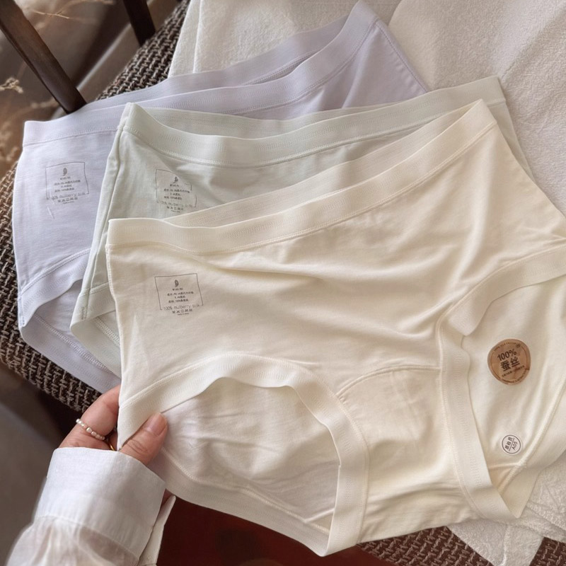 100%桑蚕丝裆【裸感纵享丝滑】莫代尔四季内裤女超弹中腰三角裤女