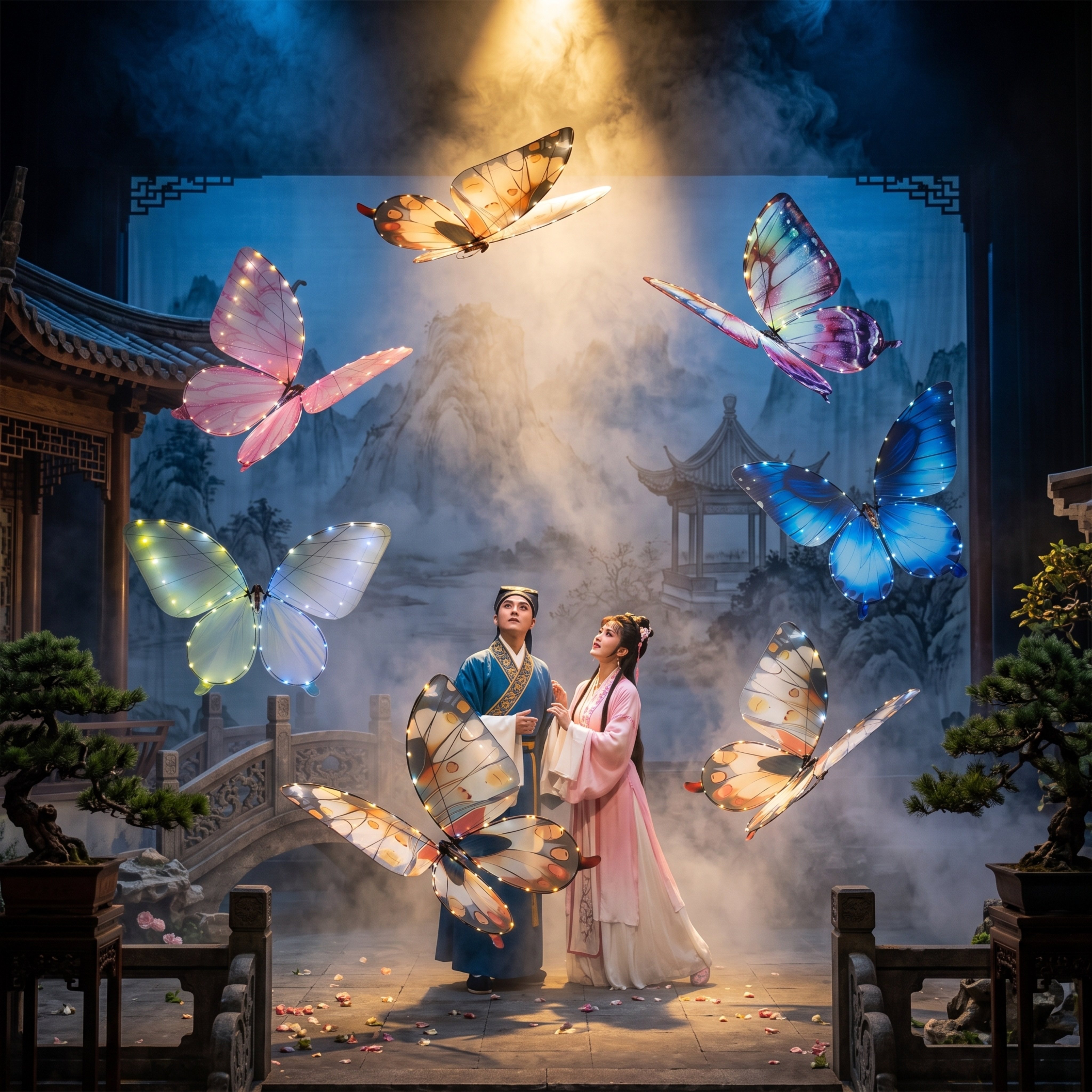仿生蝴蝶扑翼飞行器国风演艺道具舞台剧目演出手工制作遥控仿生蝶