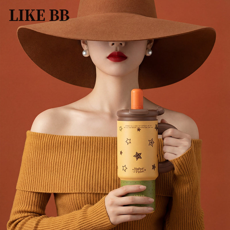 LIKEBB巨无霸保温杯大容量带吸管水杯女生高颜值2026新款冰霸杯子