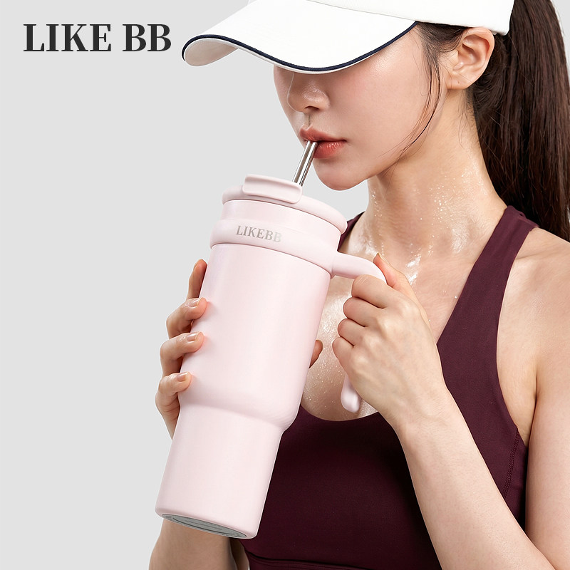 LIKEBB运动水杯大容量冰霸杯吸管保温杯子女生高颜值夏日便携保冷