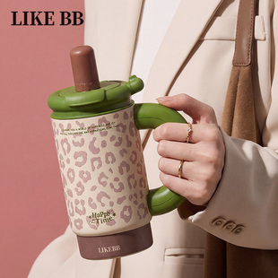 LIKEBB保温杯大容量吸管水杯女生高颜值新款双饮杯子实用生日礼物
